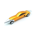 Creative car-shaped ballpoint pen in metallic gold finish with movable wheels - Gold