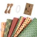 Christmas kraft wrapping paper set with Santa patterns, jute twine, and holiday gift tags - Set 2 / 50x70cm