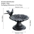Vintage dark gray cast iron leaf bird feeder with bird figurine and dimensions shown - Sunflower Bird Feeder Style (6333)