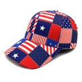 Detail of baseball cap featuring USA flag patchwork with red stripes and stars - M(56-58cm) / Stars and Stripes Patchwork (3#)