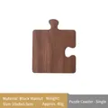 Puzzle-shaped black walnut wood coaster with natural grain finish, 10x8x0.9cm size - Black Walnut / Puzzle / Single