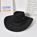 Classico cappello fedora in feltro nero con fascia intrecciata e occhielli in metallo - Nero