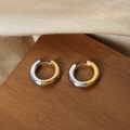 Orecchini a cerchio bicolore minimalisti con finiture in oro e argento lucido - 1.8cm / Bicolore Oro e Argento