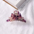 Elegant purple tortoiseshell pattern acetate bow hair claw clip with silver spring - Pink Marble Pattern