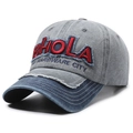 Gorra vintage con corona gris, visera azul marino y bordado Bhola en 3D detallado - Ajustable / Gris