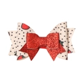 Sparkly red bow hair clip with white strawberry polka dot patterns for Christmas - Christmas Glitter Bow