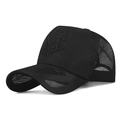 Breathable black mesh baseball cap with 3D embroidery for outdoor summer sun protection - Adjustable / Black