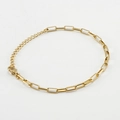 Detail van 18K vergulde roestvrijstalen paperclip ketting met karabijnsluiting en verlenging - Armband / 16+5cm