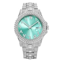 Orologio di lusso color argento con diamanti, quadrante turchese e numeri arabi - Argento Blu chiaro