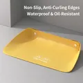 Waterproof yellow silicone pet feeding mat with non-slip leather texture and cat-dog print - Lemon Yellow