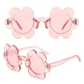 Sweet pink petal-shaped flower sunglasses for women in a stylish resin transparent finish - C23-Transparent Pink Flower Frame