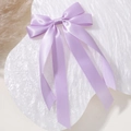 Double-layered lavender purple satin ribbon bow hair clip for girls and kids - Purple (25)