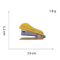 Detail view of yellow stapler embroidery patch with 5.2cm x 7.9cm dimensions - Stapler
