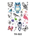 Waterproof tattoo sticker TH-022 featuring colorful owls, flamingos and flowers - Th-019 / 210*148mm