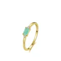 925 sterling silver gold-plated ring with rectangular mint green stone and small side diamonds - US Size 6 / RHR627 Gold Green Stone Ring