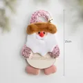 Pink sequin Santa plush doll with Feliz Navidad wooden sign for Christmas decor - Pink Sequin/FELIZ NAVIDAD Wood Sign / Style G Santa