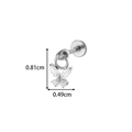 Silver G23 titanium labret stud with a delicate white butterfly zirconia pendant - Butterfly Design / Silver