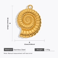 Detaillierte Größenangaben des 30,5 mm goldenen Spiralmuschel-Anhängers aus Edelstahl - Goldener Wulkanhänger Zubehör - 506