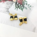 Binoculars shape alloy pendant in black and gold for DIY handmade jewelry crafts - Telescope