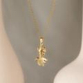 Champagne gold goldfish pendant necklace with delicate chain in ocean vacation style - Champagne Gold Goldfish
