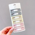 Lot de 6 barrettes à cheveux mates en gris-vert, jaune et rose aux bords ondulés - Style Vague Carrée / Lot de 6 / Couleurs Printanières