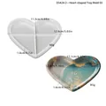 Heart-shaped resin silicone mold with blue marble finish tray showing exact dimensions - Heart Tray Mold
