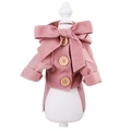 Cozy pink coral fleece pet sweater with large bow and wooden buttons for dogs and cats - XS / Pink Bowknot Windbreaker