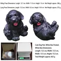 Pareja de figuras de cachorros de Labrador negro en resina en posturas sentada y acostada - Set de Par (Sentado + Tumbado) / Negro