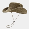 Vintage Sonnenhut aus gewaschener Baumwolle in Khaki mit verstellbarem Windband - Einheitsgröße / Dunkles Khaki