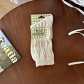 Calze chic in cotone beige con puntini colorati e trama a maglia vintage - Taglia unica / Motivo a Pois Colorati