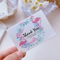 Handheld minimalist thank you card with pink flamingos and floral design for bakeries - Flamingo Wreath