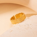 Adjustable 18K gold-plated titanium steel ring with unique lava texture and molten edges - Lava Texture - Gold