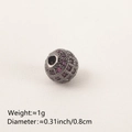 Sparkling gunmetal spacer bead with pink purple zircons for jewelry DIY projects - 8MM Purple Zirconia Gun Black Plated
