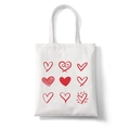 Bolso de lona blanco con nueve diseños de corazones rojos dibujados a mano al frente - 9 Corazones Rojos Dibujados a Mano