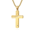 Goldene Kreuzkette mit rissiger Textur und polierter Oberfläche auf weißem Grund - Nur Anhänger / Gold