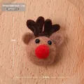 Handmade brown felt reindeer ornament with red nose for Christmas DIY crafts, 5cm size - Elk