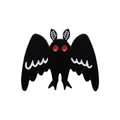 Dunkle Mothman Emaille-Anstecknadel mit großen roten Augen und schwarzen Flügeln - Gestreckte Flügel Stehend Stil (xz8420)