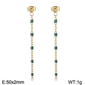 Lange goldene Ketten-Quastenohrringe mit grünen Harzperlen und 18K Goldbeschichtung - Gold Metall Transparente Grüne Perlen (KE109149-Z)