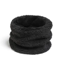 Close-up of black coral fleece neck warmer showing soft plush texture on white background - 25cm x 14cm / Black