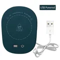 Dark green USB mug warmer with LED display and touch control for constant heating - Single Coaster (Digital Display/USB) / Dark Green