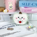 Portamonete a mela in peluche verde con ricamo animale per piccoli accessori - Circa 9 cm / Mela verde golosa