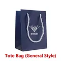 Dark blue jewelry gift bag with silver diamond logo and braided rope handles - Paper / Small Gift Handbag