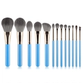 Set di 13 pennelli da trucco con manici blu e setole grigie per viso e occhi - Set da 13 pezzi Blu Grigio Nanna