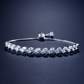 Verstelbare zilveren armband met marquise-geslepen zirkonia in een minimalistische stijl - Wit