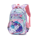 Purple ergonomic kids backpack featuring rainbow unicorn prints and breathable mesh straps - Unicorn Backpack Only