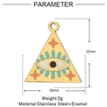 Detail of 22mm evil eye triangle charm made of gold stainless steel and enamel - Triangle Evil Eye
