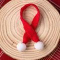 Five-piece mini red knit Christmas scarves with white pom-poms for dolls and bottles - Red Mini Scarf with White Balls 5Pcs