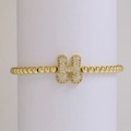 18K gold-plated beaded bracelet with micro-paved zircon letter H charm on white stand - Letter H