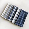 Set of 5 minimalist cotton linen waffle napkins in navy blue and grey stripe patterns - Blue 5-Piece Set