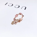 Anello regolabile in oro rosa con cuori in opale rosa e micro-diamanti scintillanti - Aperto Regolabile / Rosa